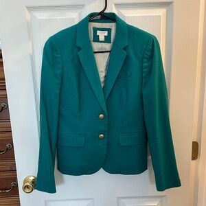 J. Crew Women's Teal Blazer with Gold Buttons